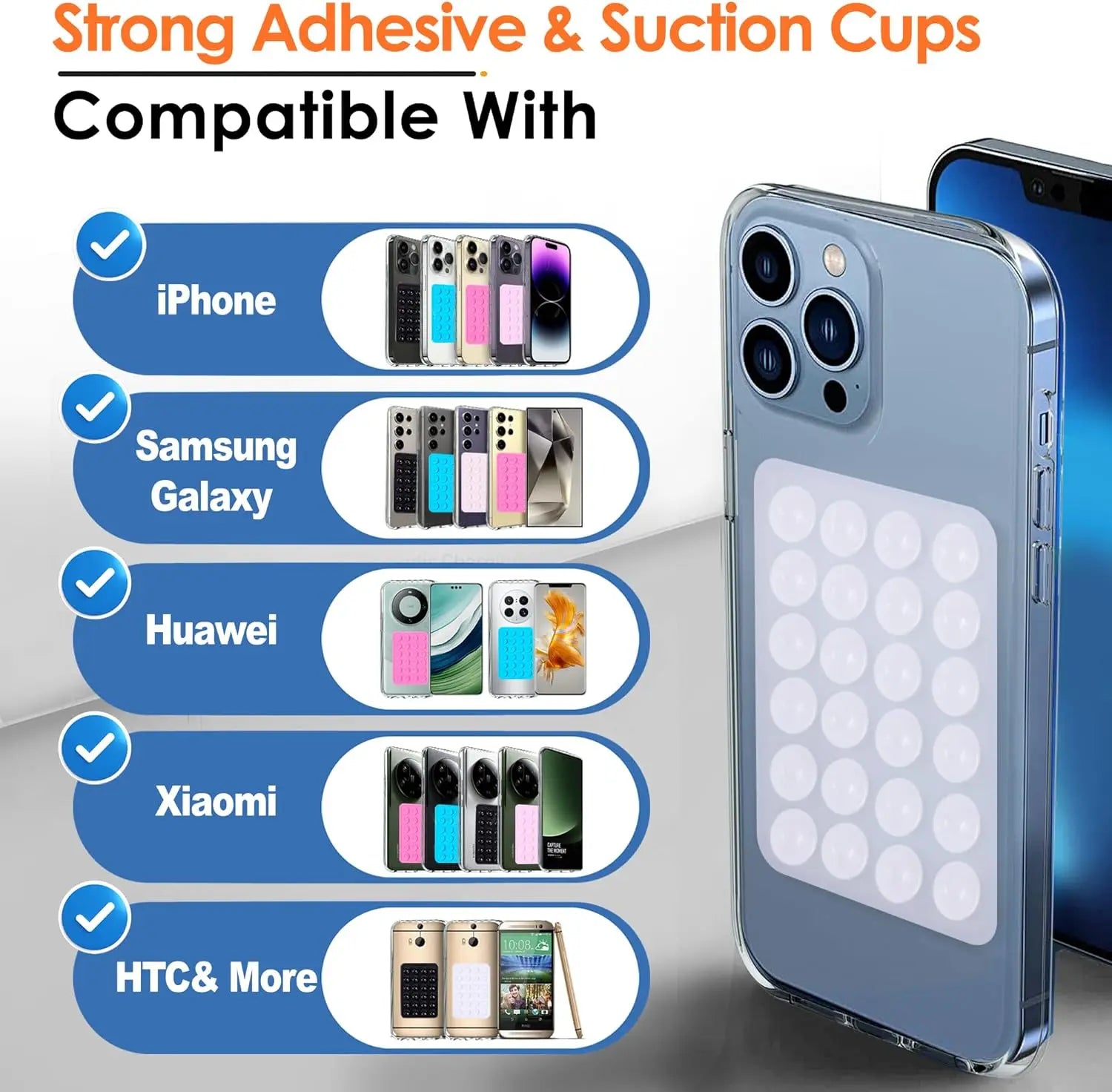 Double Side Silicone Suction Pad For Mobile Phone Holder Fixture Suction Cup Backed Adhesive Rubber Sucker Pad For Fixed Pad