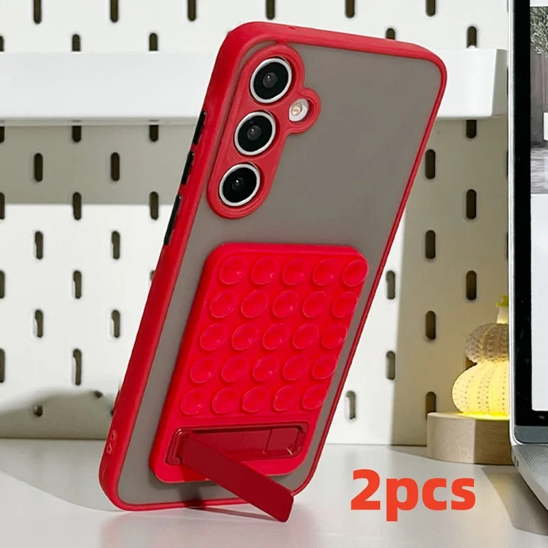 1/2PCS Double Side Silicone Pad For Mobile Phone Fixture Suction Cup Backed Adhesive Silicone Rubber Sucker Pad For Fixed Pad