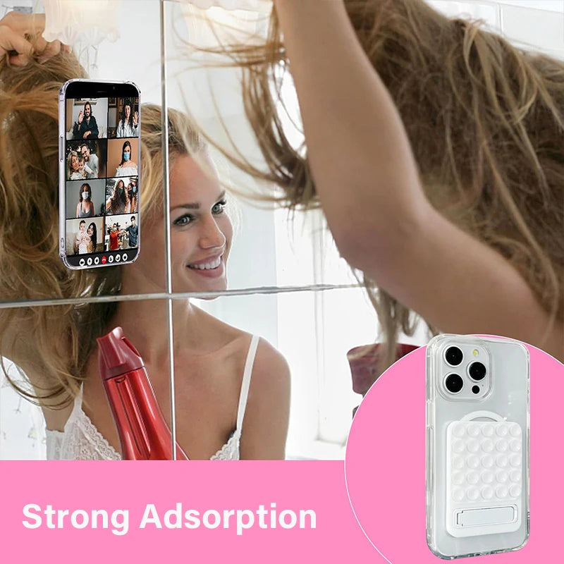 1/2PCS Double Side Silicone Pad For Mobile Phone Fixture Suction Cup Backed Adhesive Silicone Rubber Sucker Pad For Fixed Pad