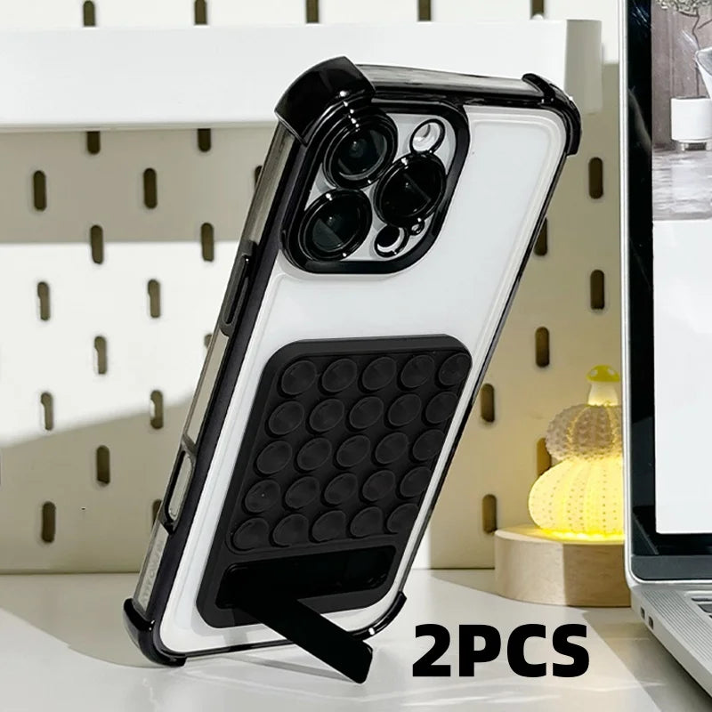 1/2PCS Double Side Silicone Pad For Mobile Phone Fixture Suction Cup Backed Adhesive Silicone Rubber Sucker Pad For Fixed Pad